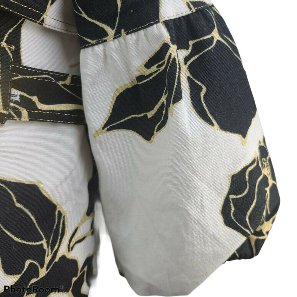 Cache Vintage White Print 3/4 Puff Sleeve Jacket S - Picture 6 of 11